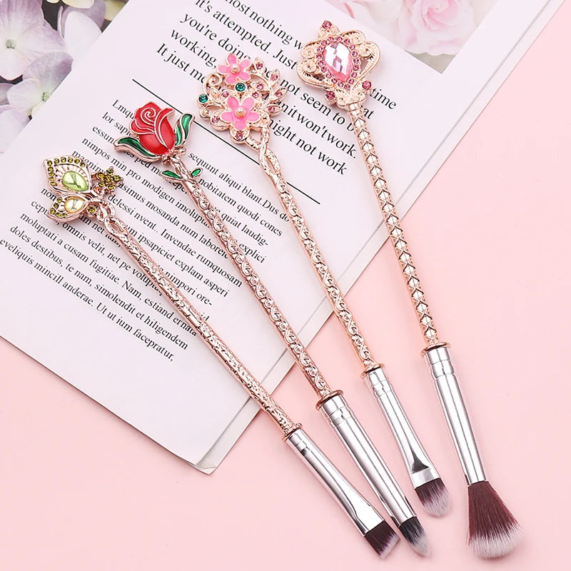 Free Shipping Beauty and the Beast Rose Makeup Brushes Set Beauty Cosmetic Brush Eyeshadow Contour Concealer Pincel Maquiagem