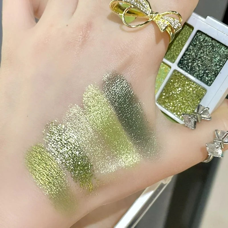 New Avocados Green Pearlescent Eyeshadow Palette Guacamole Glitter Sequins Brighten Eye Grooming Female Cosmetic Makeup Palette